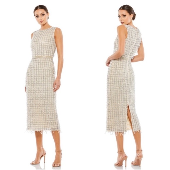 Mac Duggal Dresses & Skirts - NWT Mac Duggal 5471 Sleeveless High Neck Beaded Midi Sheath Dress - Size 2